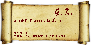 Greff Kapisztrán névjegykártya
